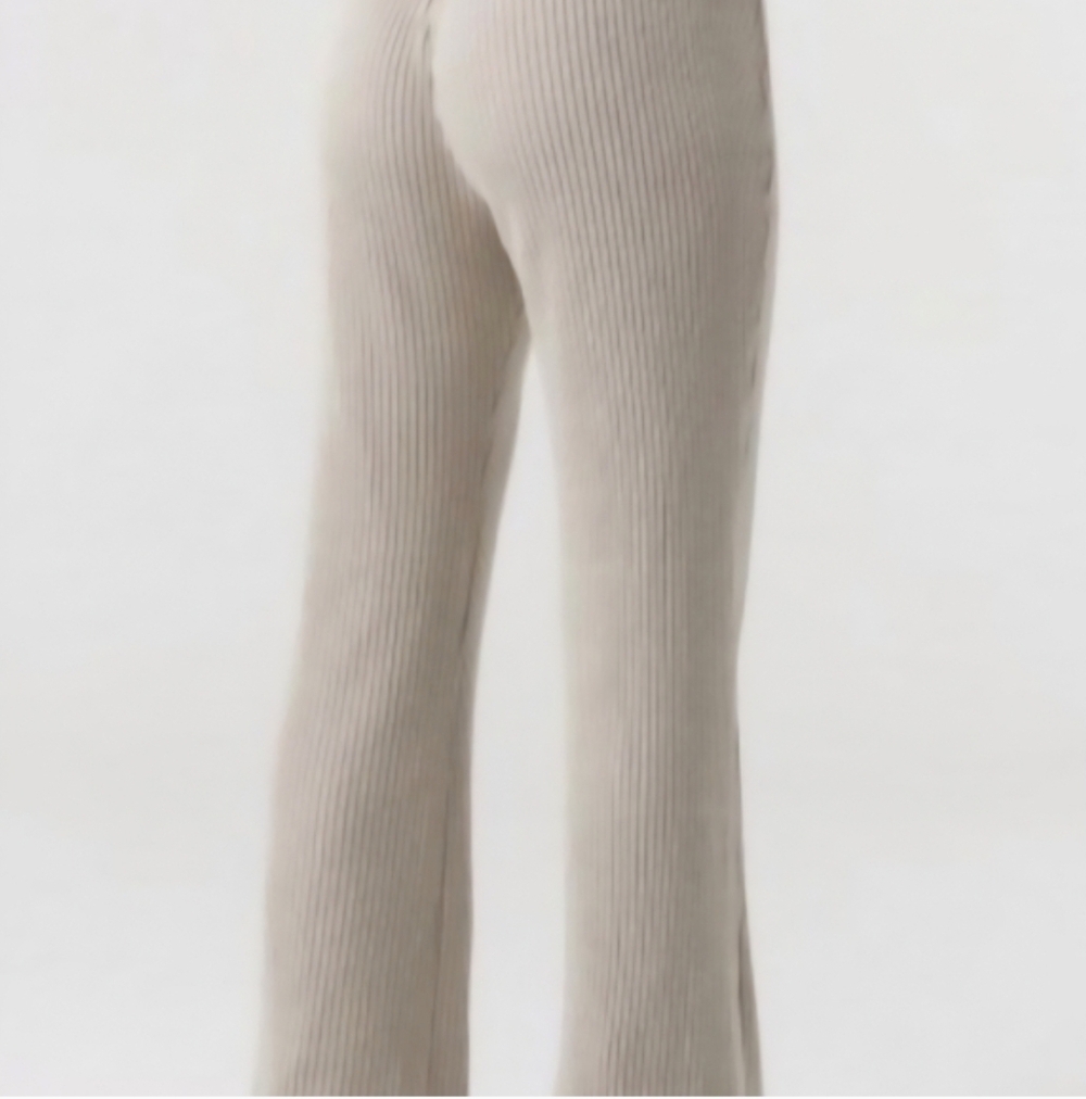 Joah Brown Fitted Mini Flare Pants SOLD OUT Luxe Knit Ribbed RARE GUC - Picture 4 of 6